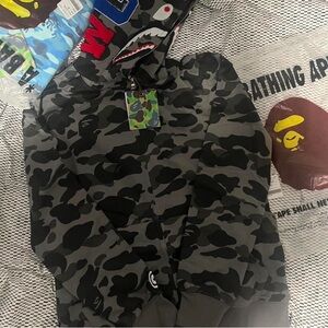 Black Camouflage Hoodie with Zip Detail